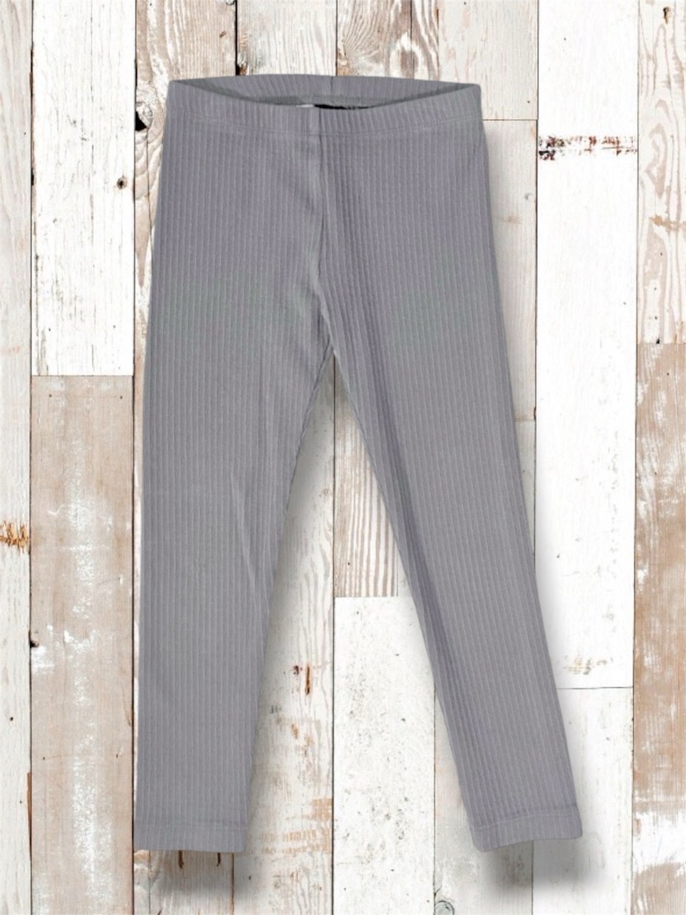 Tea Collection Girls Warm Gray Ribbed Leggings • Size 5 • EUC
